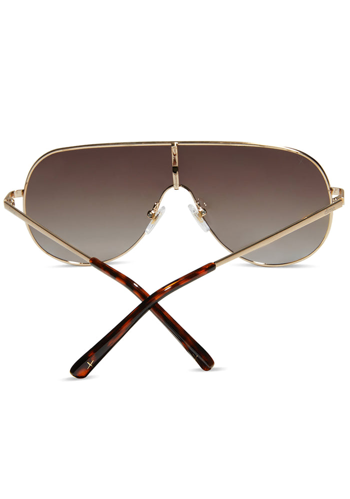 Dime Optics Tarzana Polarized Sunglasses in gold brown — back view 2