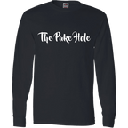 The Puke Hole Original White Print T-Shirt & Apparel Long Sleeve Black