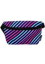 Fydelity Ultra Slim Light Show Fanny Pack with light beam graphics on rave festival belt bag — front view