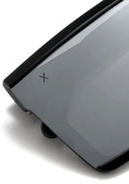Dime Optics Unlocked Sunglasses in matte black grey mirror — detail view