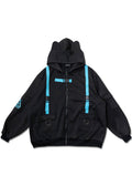 ACDC Rag Uzurai Cyberpunk Tech Oversized Black Blue Jacket — front view