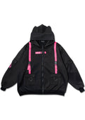 ACDC Rag Uzurai Cyberpunk Tech Oversized Black Pink Jacket — front view