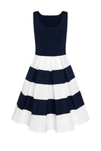 Anna Nautical Striped 50s Swing Dress in Navy