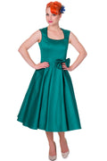 Harriet Vintage 50s  Inspired Swing Dress in Green-Black