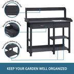 potting bench with sink and storage