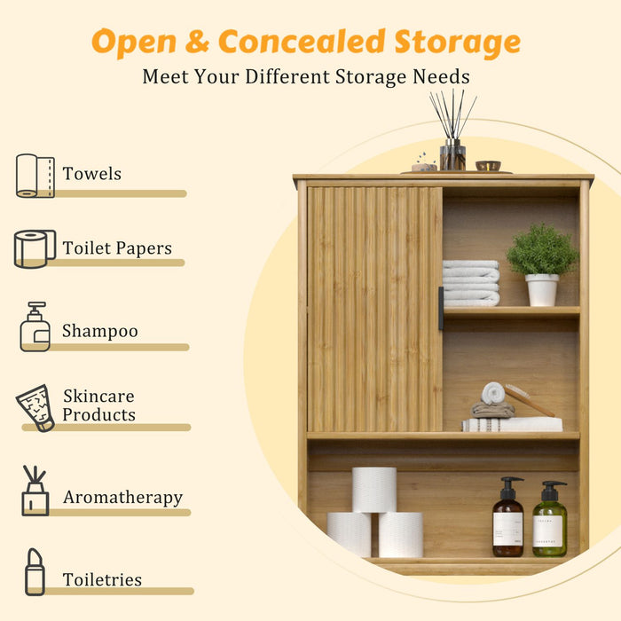 Bathroom cabinet with open shelf