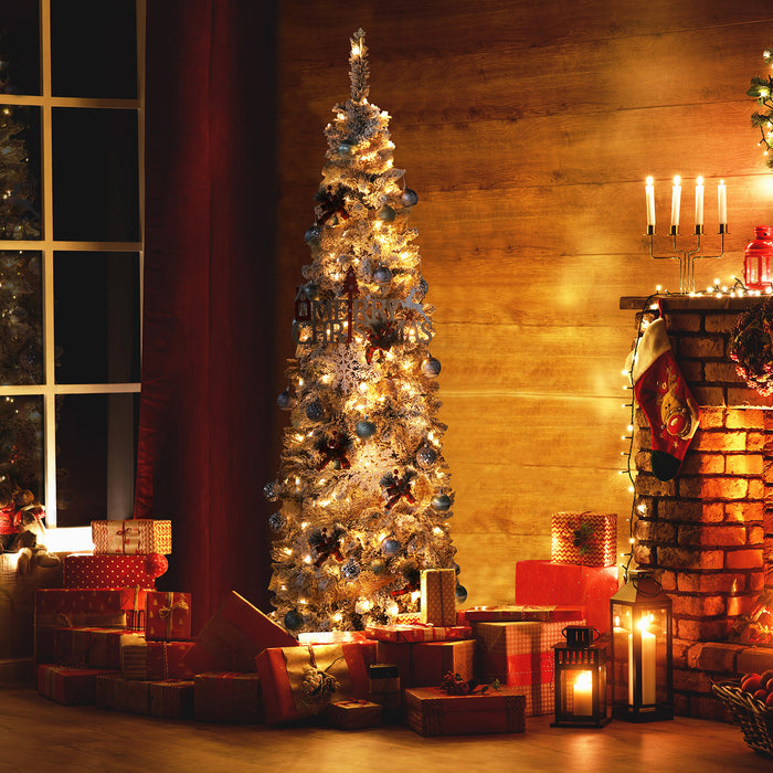 Slim flocked christmas tree