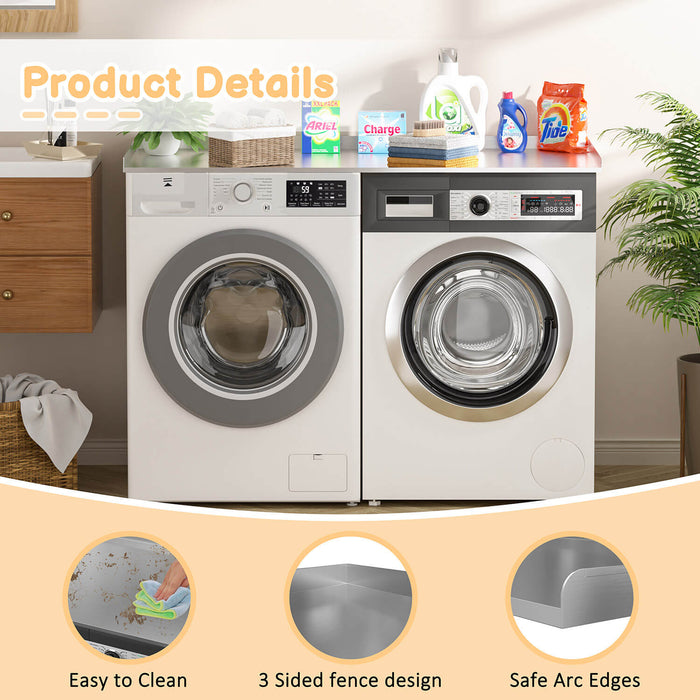 This laundry countertop has a three-sided fence design and curved edges