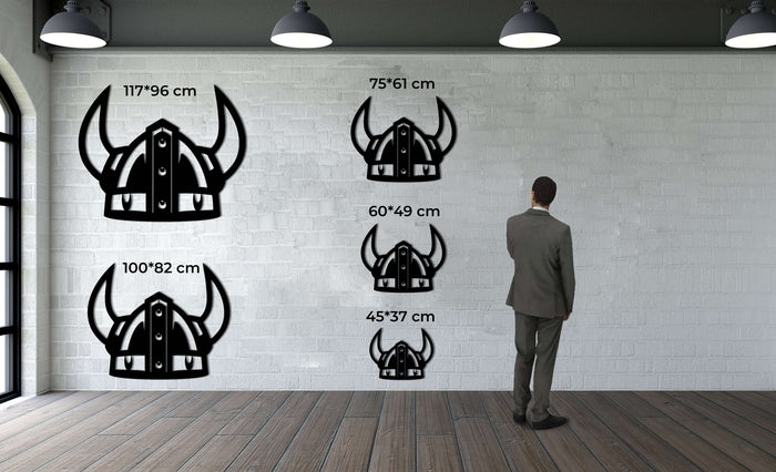 Viking Warrior Helmet Metal Wall Art - Decor available at Dekadron for $69.90
