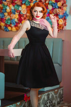 Elizabeth Vintage Style Mesh Party Dress in Black