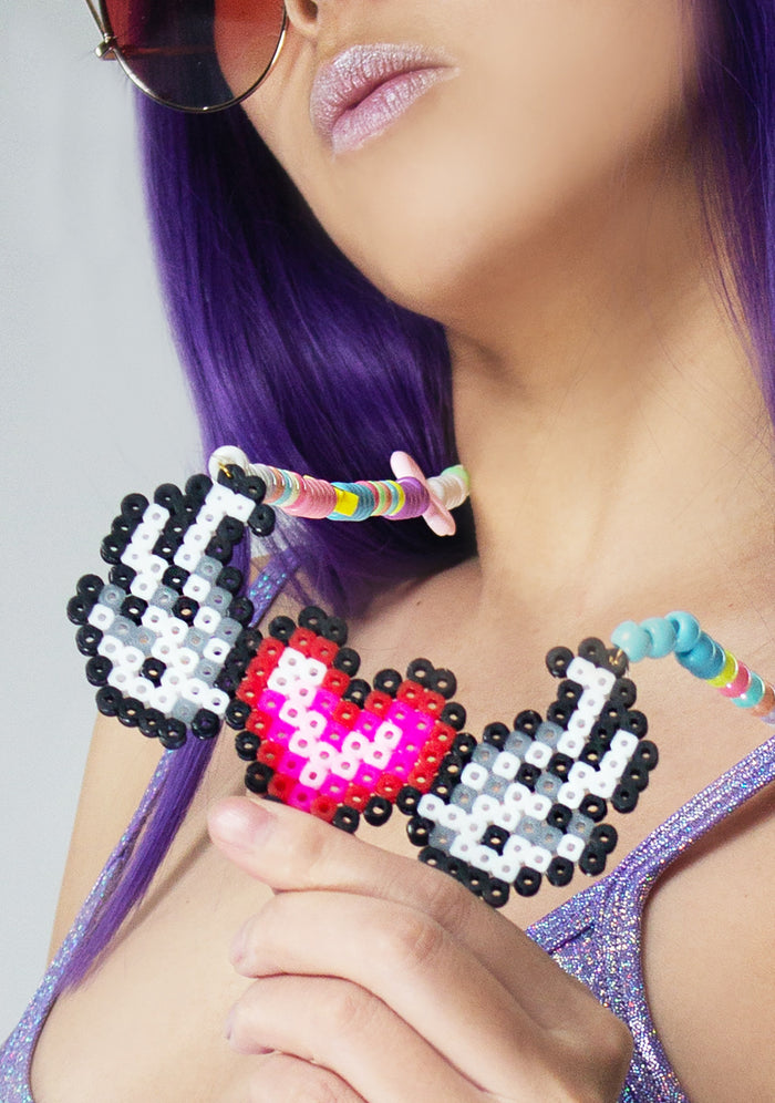 LASR Wings of Love Rave Kandi Necklace — front view