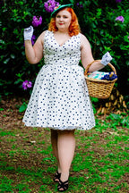 May Crossover Bust White Polka Dot Swing Dress