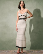 Beige Contrasting Textured Slip Maxi Dress