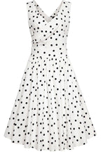 May Crossover Bust White Polka Dot Swing Dress