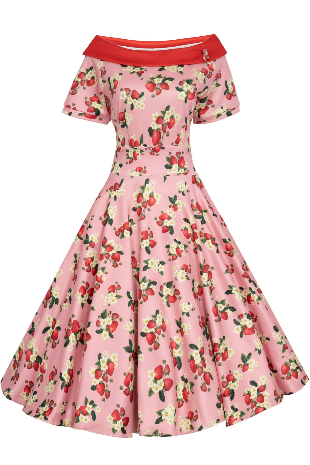 Darlene Pink Strawberry Flared Dress