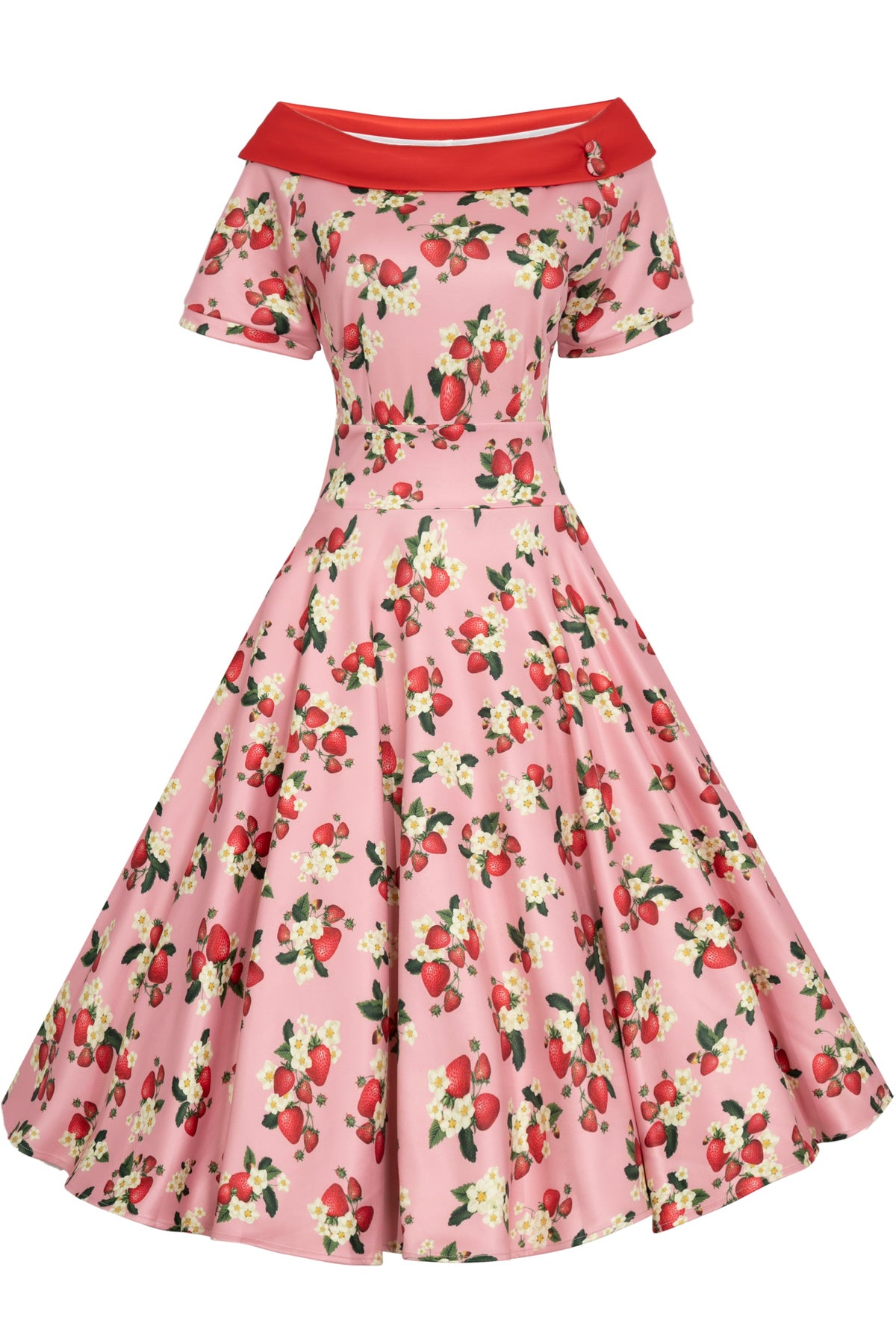 Darlene Pink Strawberry Flared Dress
