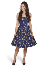 Amanda Owl & Letter Swing Dress in Dark Blue