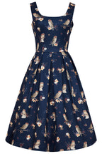Amanda Owl & Letter Swing Dress in Dark Blue