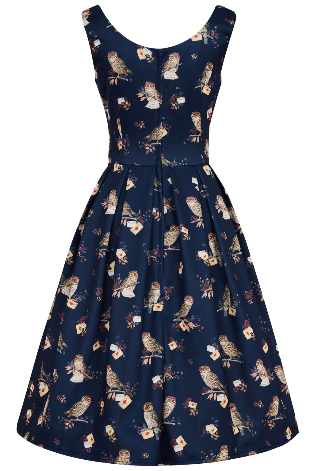 Amanda Owl & Letter Swing Dress in Dark Blue
