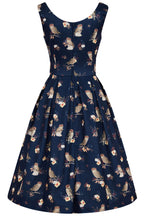 Amanda Owl & Letter Swing Dress in Dark Blue