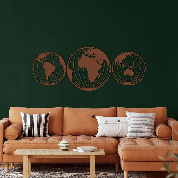 World Map Metal Wall Art - Decor available at Dekadron for $159.90