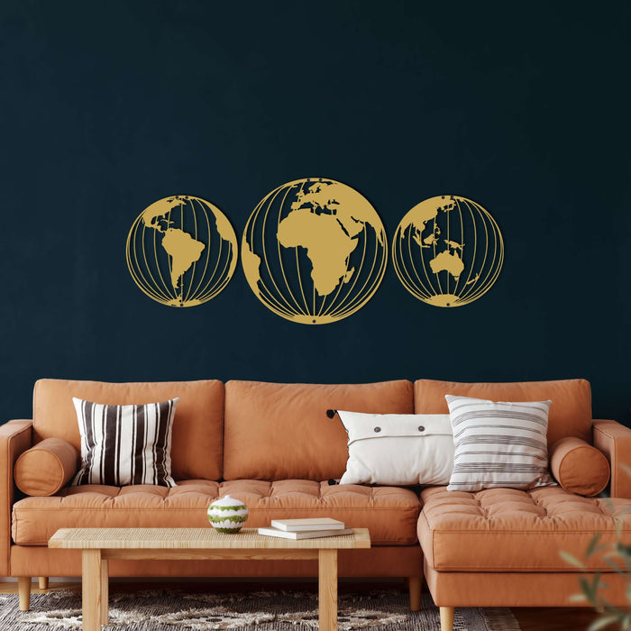 World Map Metal Wall Art - Decor available at Dekadron for $159.90