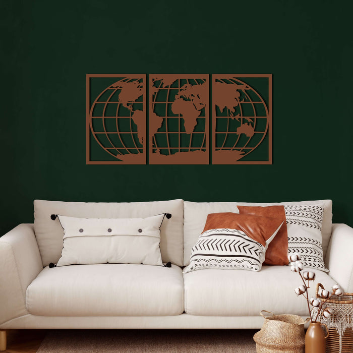 World Map Metal Wall Art - Decor available at Dekadron for $84.90