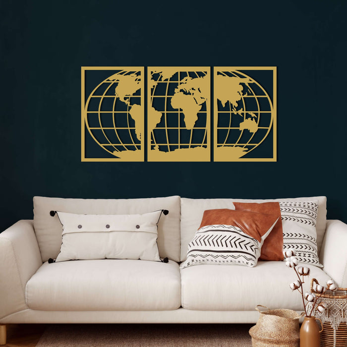 World Map Metal Wall Art - Decor available at Dekadron for $84.90