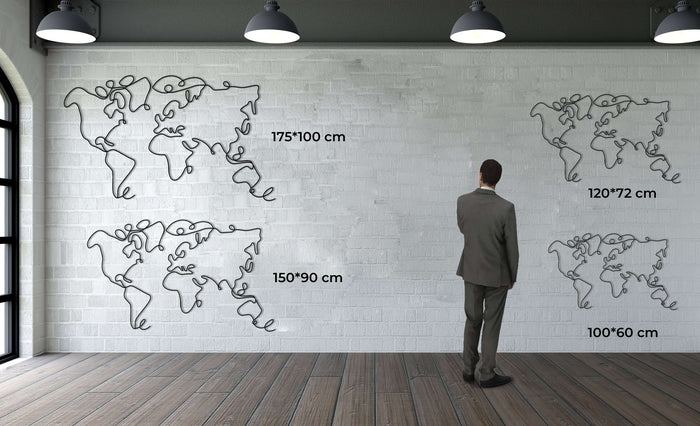 World Map Metal Wall Art - Decor available at Dekadron for $99.90
