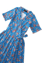 Matilda Wrap Dress In Blue Parasol Print