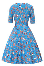 Matilda Wrap Dress In Blue Parasol Print