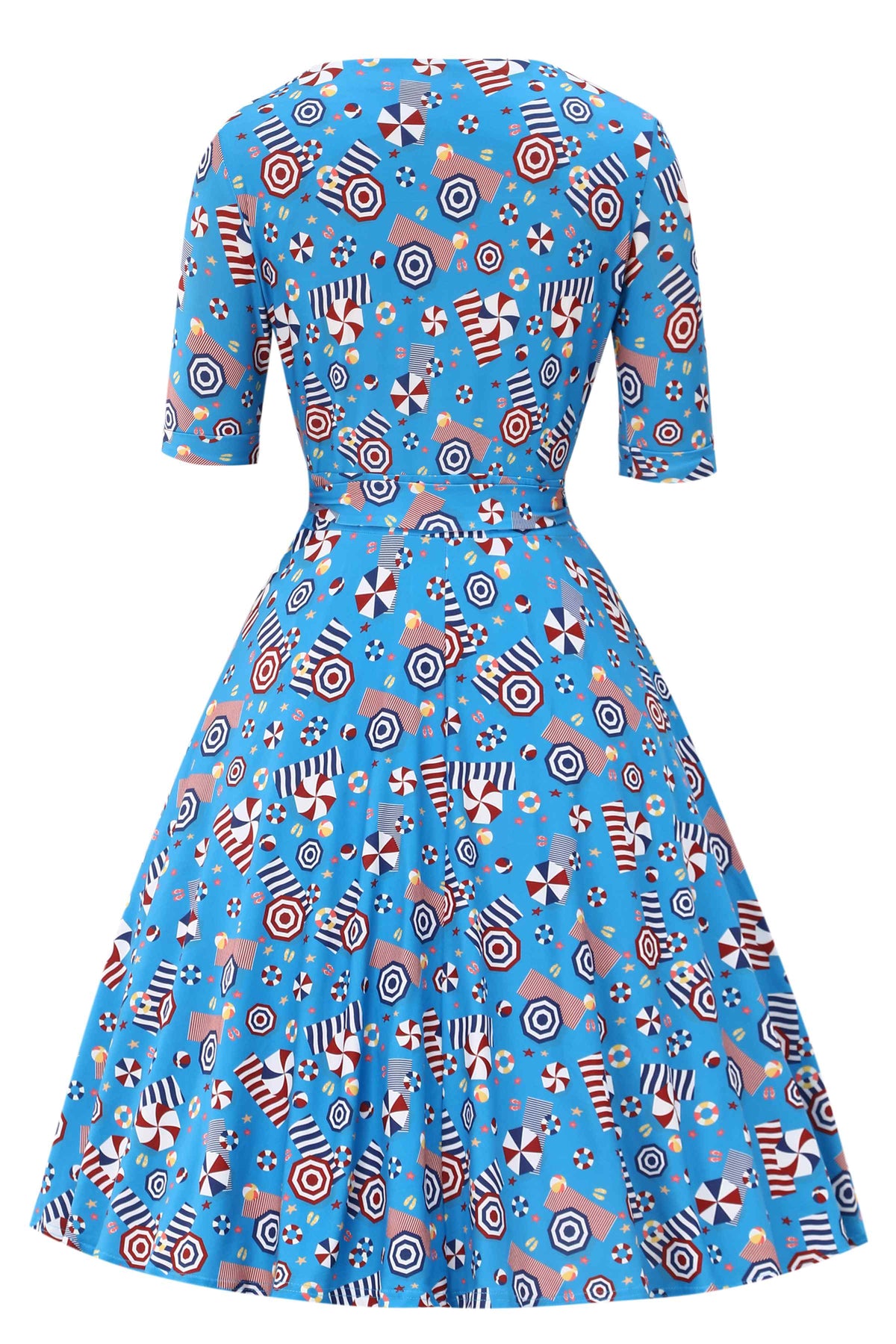 Matilda Wrap Dress In Blue Parasol Print