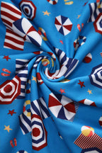 Matilda Wrap Dress In Blue Parasol Print