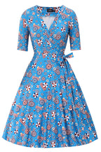 Matilda Wrap Dress In Blue Parasol Print