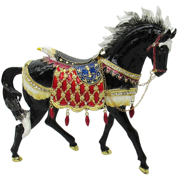 X-Large Horse Jeweled Trinket Box Austrian Crystals, Black