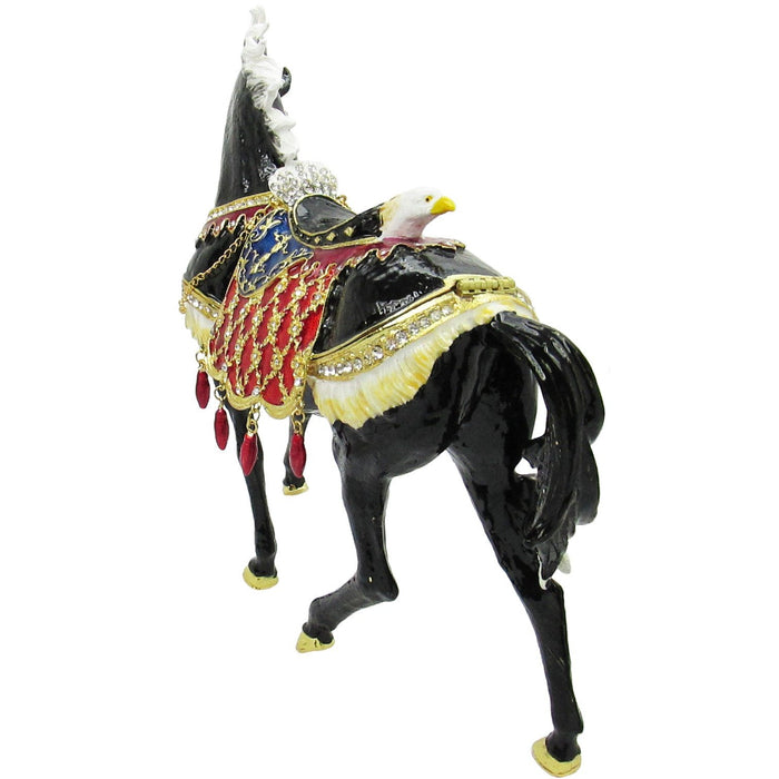 X-Large Horse Jeweled Trinket Box Austrian Crystals, Black