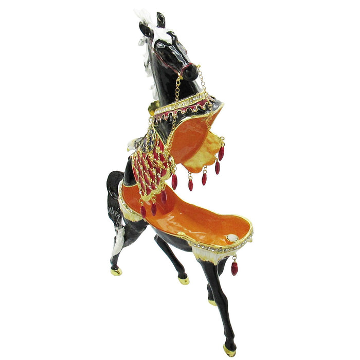 X-Large Horse Jeweled Trinket Box Austrian Crystals, Black