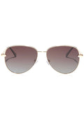 Dime Optics X Les Do Makeup After Party Polarized Sunglasses in gold brown gradient with sophisticated frame on rave festival sunglasses — front view