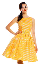 Lola Yellow Polka Dot Flared Dress